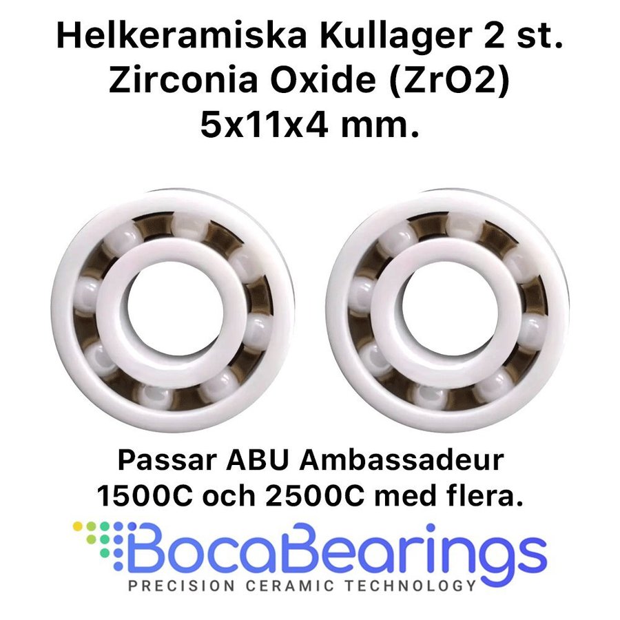 Helkeramiska Kullager - Rulltrimsats 2 st. 5x11x4 mm ABU Ambassadeur 1500C-2500C