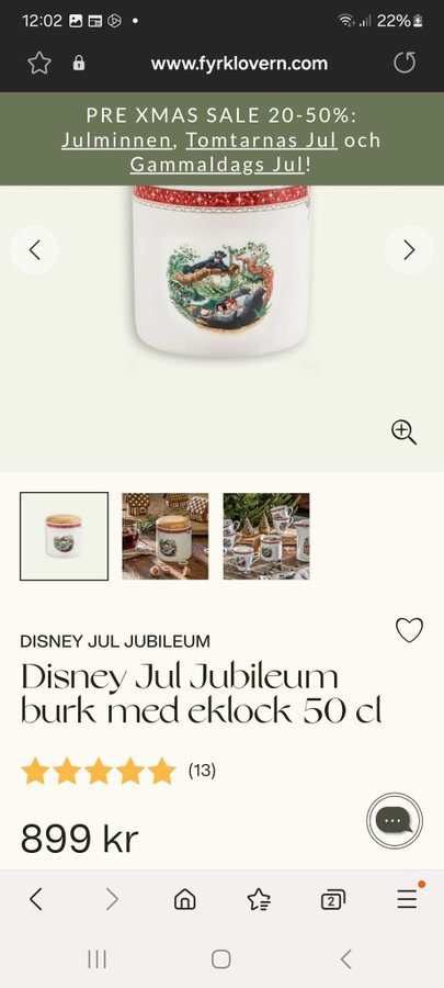 Ny Disney Jul Jubileum burk med eklock 50 cl