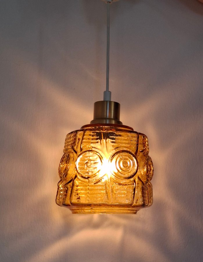 VINTAGE TAKLAMPA DANSK DESIGN VITRIKA GLAS KUPA PENDELLAMPA LAMPA HBELYSNING