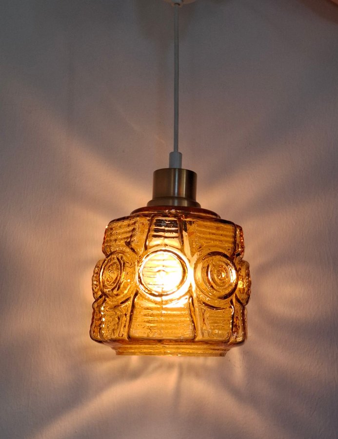 VINTAGE TAKLAMPA DANSK DESIGN VITRIKA GLAS KUPA PENDELLAMPA LAMPA HBELYSNING