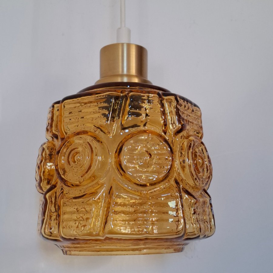 VINTAGE TAKLAMPA DANSK DESIGN VITRIKA GLAS KUPA PENDELLAMPA LAMPA HBELYSNING