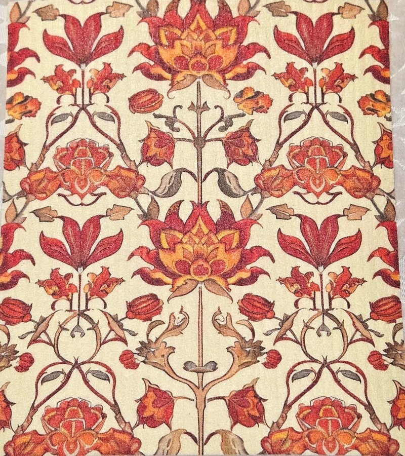 Disktrasa wettex duk med tryck William Morris inspererat röda blommor