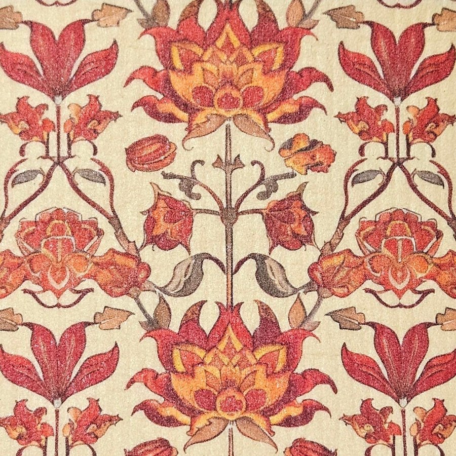 Disktrasa wettex duk med tryck William Morris inspererat röda blommor