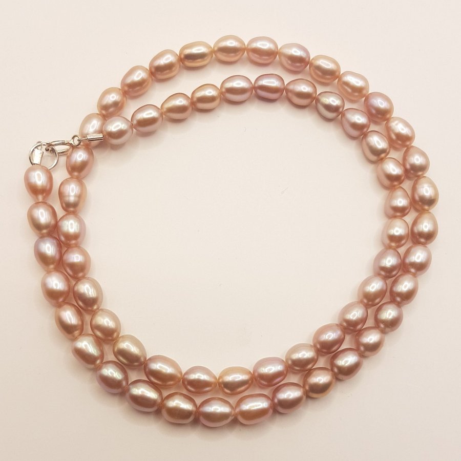 Collier med rosa sötvattenpärlor