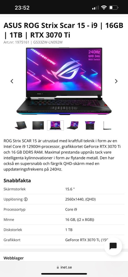 ASUS ROG Strix Scar 15 - i9 - 16GB - 1TB - RTX 3070 Ti (2022)