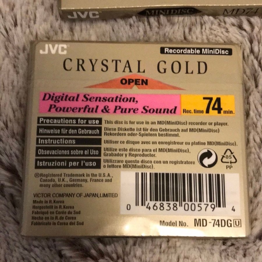 9 st JVC Crystal Gold Collection 74 min MiniDisc