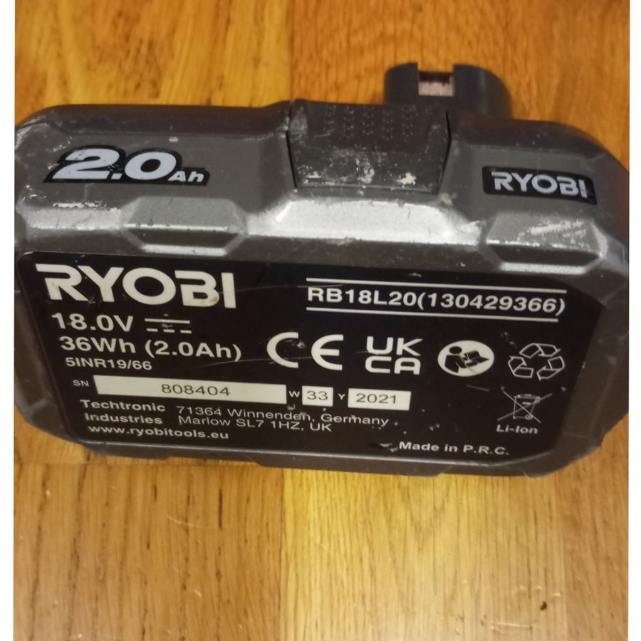 Ryobi ONE+ batteri RB18L20 18V 20Ah