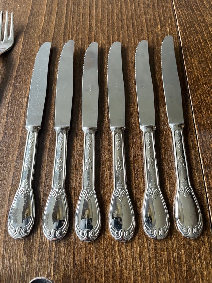 RETRO VINTAGE BESTICK BESTICKSET SUPER INOX A800 SILVER METALL GAFFEL KNIV SKED