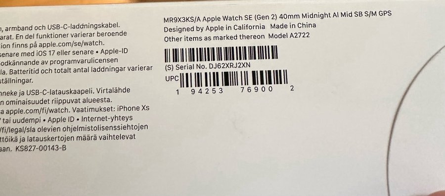 Apple Watch SE (2:a generationen) 40mm Midnight Aluminium