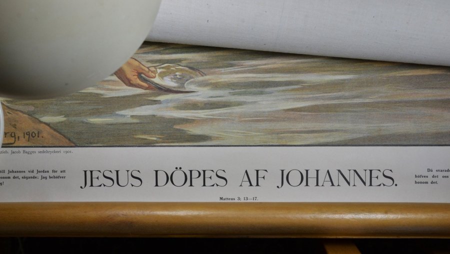 Gammal plansch - Jesus döpes av Johannes