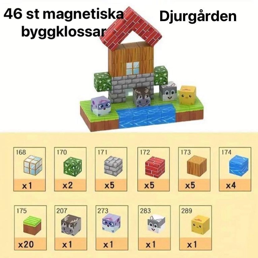 46 st Magnetiska Små Minecraft Byggklossar / Module World Djurgården