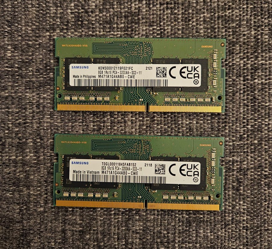 16GB Ram (2x8GB) Samsung DDR4 3200Mhz